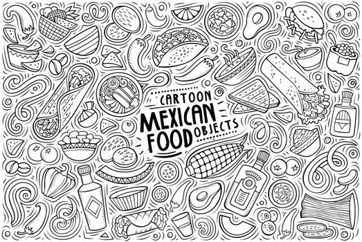 Vector set of Mexican food theme items, objects and symbols