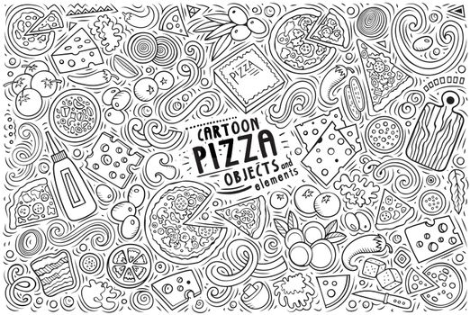 Set of Pizza items, objects and symbols