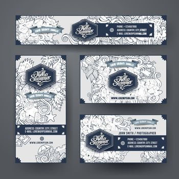 Corporate Identity templates set with doodles summer