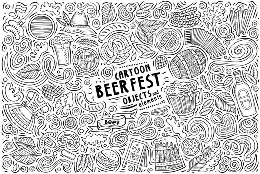 Vector doodle cartoon set of Beer fest objects