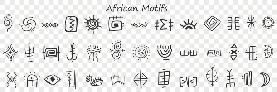 African motives and patterns doodle set