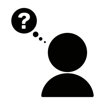 Personal silhouette and doubt speech bubble. vector in black color.