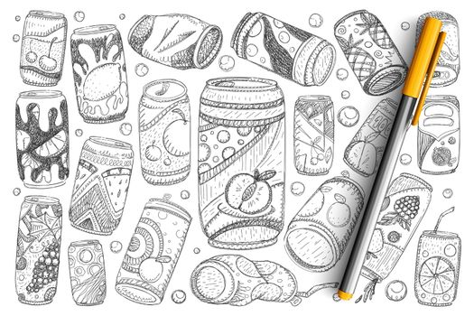 Jars with drinks doodle set