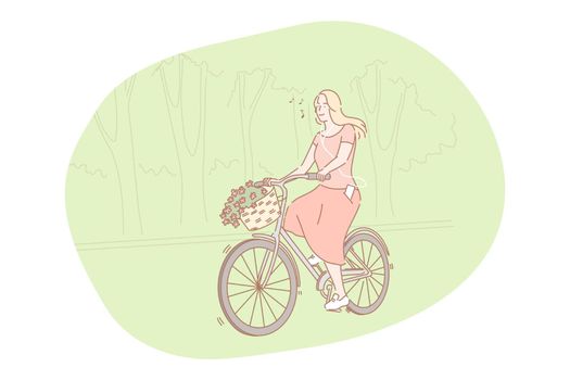 Riding bicycle in summer concept