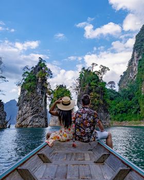 Couple men and woman on vacation in Southern Thailand