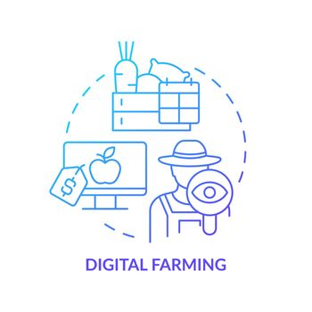 Digital farming blue gradient concept icon