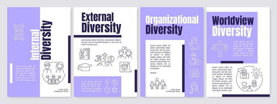 Workplace diversity purple brochure template