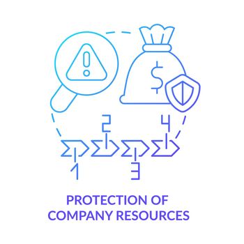 Company resources protection blue gradient concept icon