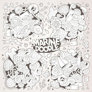 Marine nautical vector doodles design