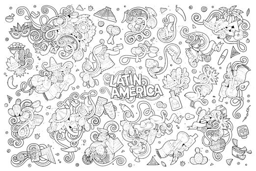 Sketchy vector hand drawn Doodle Latin American objects