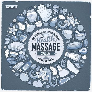 Vector set of Massage cartoon doodle objects