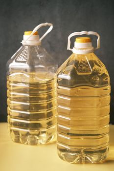 yellow sunflower oil bottle on table