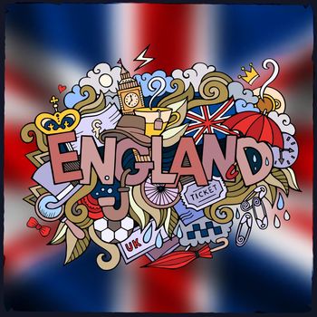 England country hand lettering and doodles elements