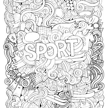 Sport hand lettering and doodles elements background.