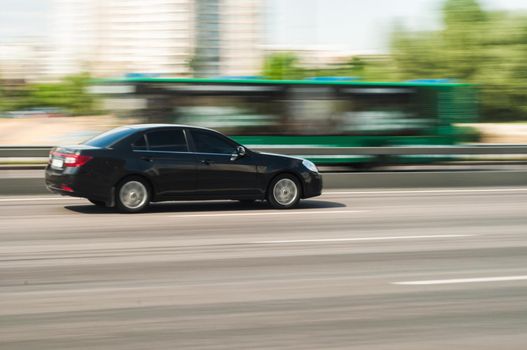 Chevrolet car motion blur in Kyiv, Ukraine, 7 june 2018 Editorial