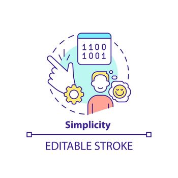 Simplicity concept icon. Easy to learn, understand. Feature of programming languages abstract idea thin line illustration. Isolated outline drawing. Editable stroke. Arial, Myriad Pro-Bold fonts used