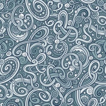 Decorative doodle abstract winter curly seamless pattern