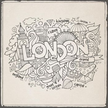 London hand lettering and doodles elements background
