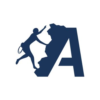 Rock climber logo with alphabet