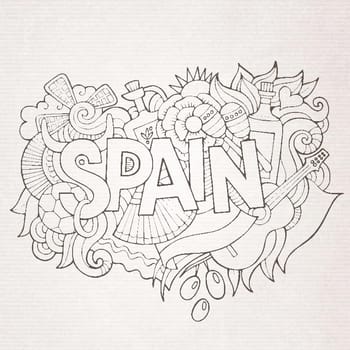 Spain country hand lettering and doodles elements