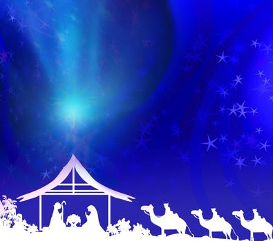 Biblical scene - birth of Jesus in Bethlehem. 