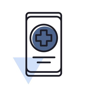 Smartphone with medical cross vector icon