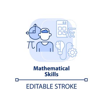 Mathematical skills light blue concept icon