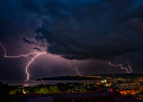 beautiful powerful lightning strikes
