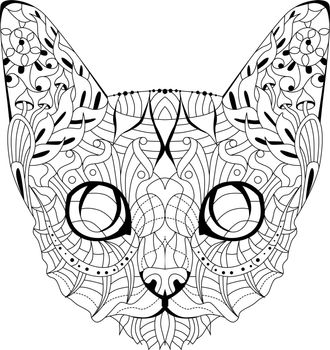 Zentangle stylized head of cat. Hand Drawn lace vector illustration