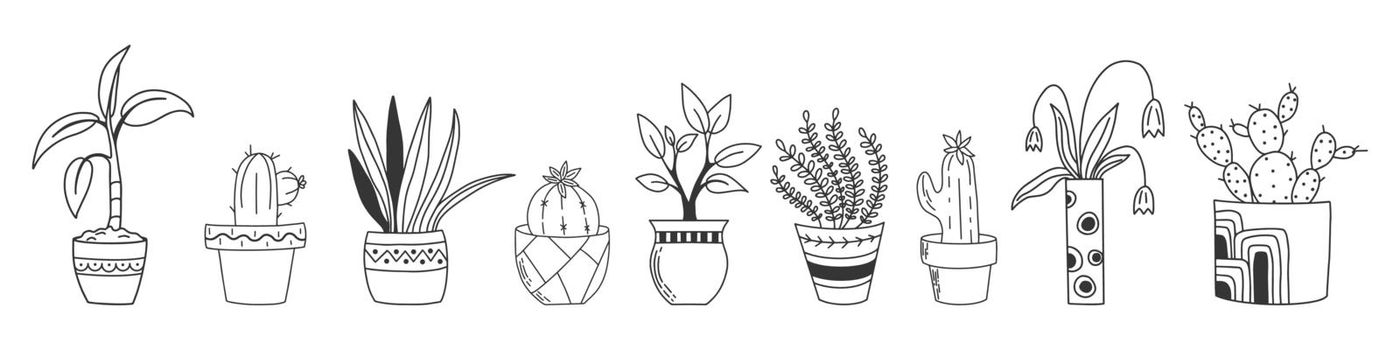 Doodle set houseplant