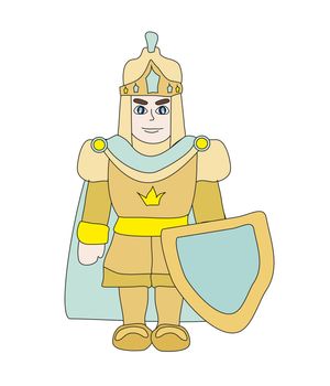 Funny cartoon knight on white background