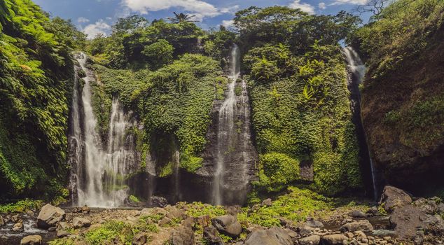 bali, fiji waterfall from the sekumbul waterfalls, indonesia, asia