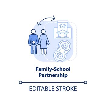 Family-school partnership light blue concept icon