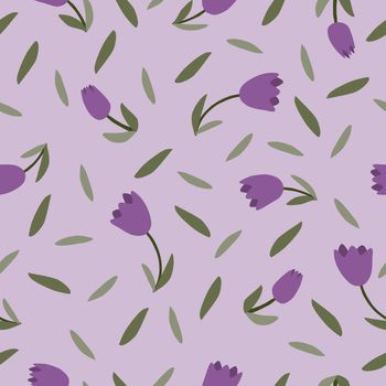Seamless pattern with hand-drawn flowers. Vector illustration