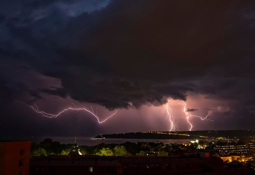 beautiful powerful lightning strikes