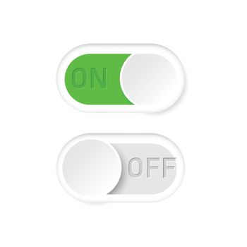 On and off buttons in flat style. Toggle switch vector illustration on isolated background. Shutdown sign business concept.