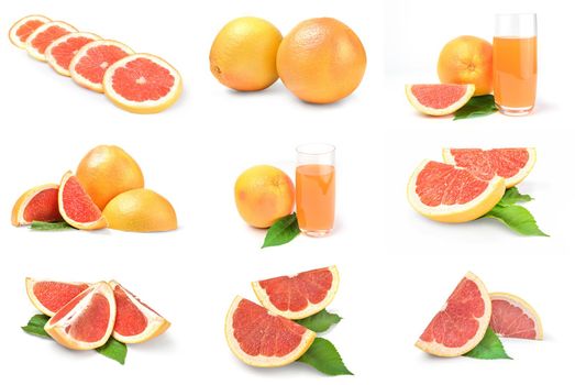Set of grapefruit on a white background