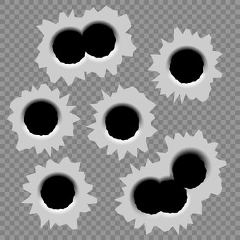 Bullet hole isolated isolated on transparent background.