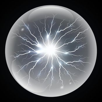 Vector ball lightning or electricity blast storm. 