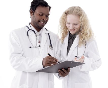 two doctors discussing a patient's diagnosis
