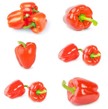 Collage of sweet peppers on a white background clipping path