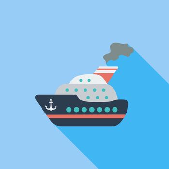 Ship icon. Flat vector related icon with long shadow for web and mobile applications. It can be used as - logo, pictogram, icon, infographic element. Vector Illustration.