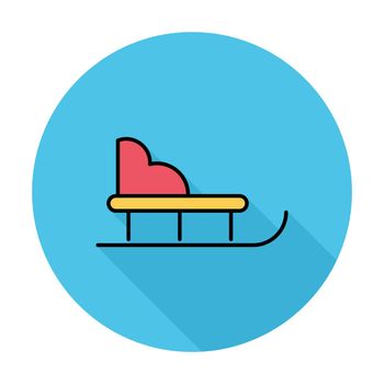 Sleigh icon. Flat vector related icon whit long shadow for web and mobile applications. It can be used as - logo, pictogram, icon, infographic element. Vector Illustration.