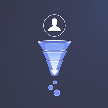 CPL - Cost per Lead vector icon. CPL digital marketing pricing model business concept with sales funnel