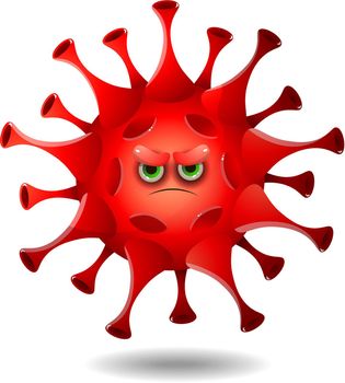 Red cartoon coronavirus on a white background