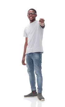 casual guy in jeans and white t-shirt