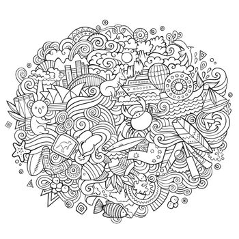 Australian doodles elements and symbols illustration