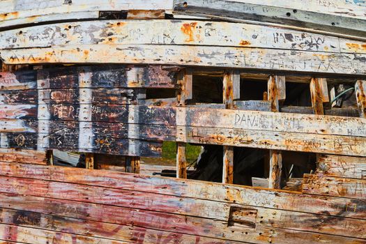 Hull of shipwreck falling apart