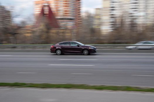 Ukraine, Kyiv - 6 April 2021: Ford Fusion car moving on the street. Editorial