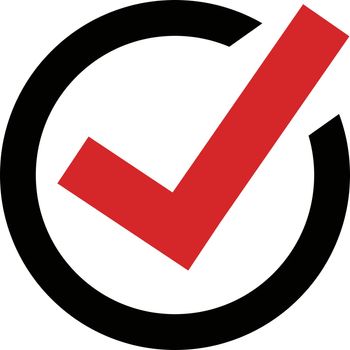 Red round check box icon. vector.